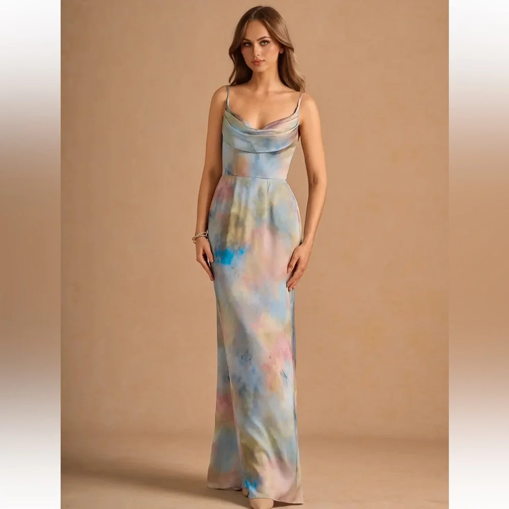 AZAZIE AIMEE WATERCOLOR MAXI GOWN - Picture 1 of 3